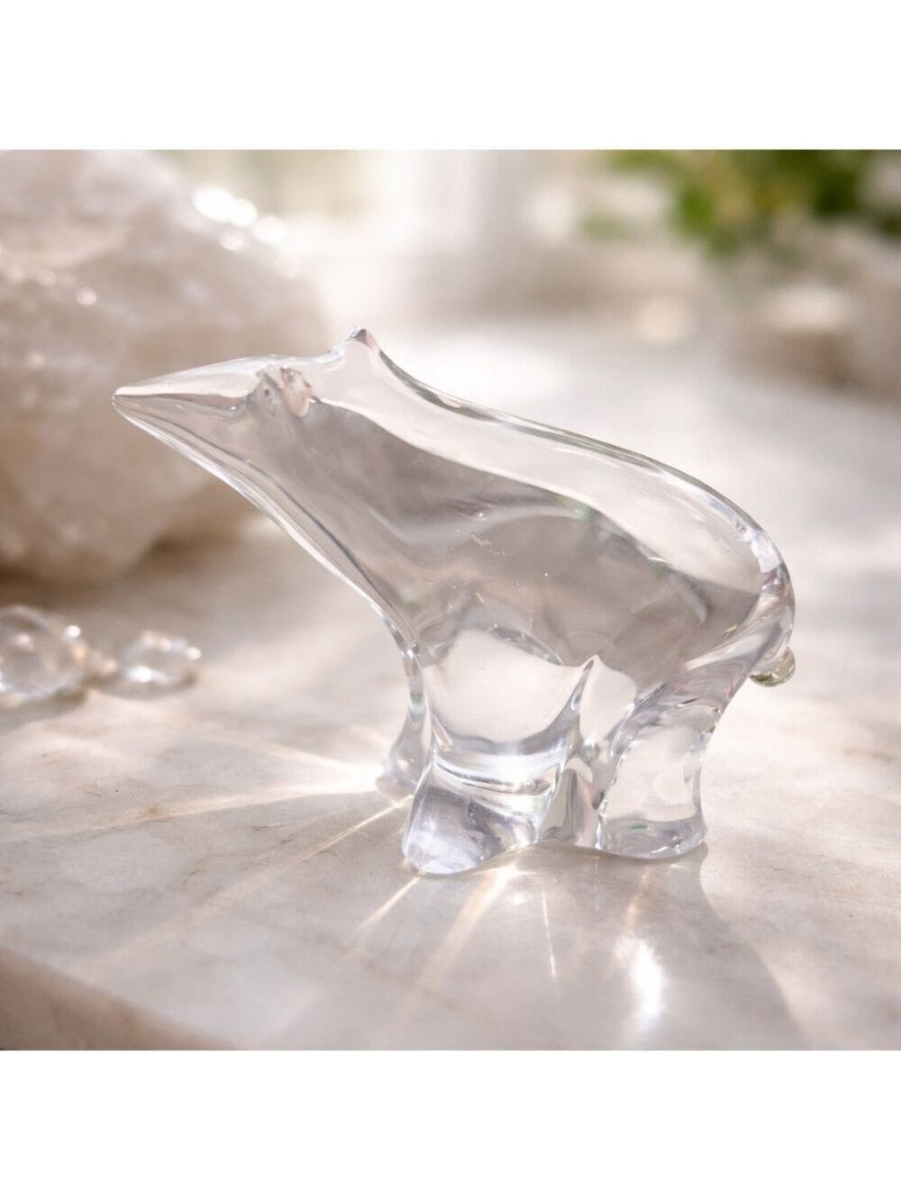 VINTAGE Lead Crystal Glass Made in Sweden Polar Bear Figurine Collectible
